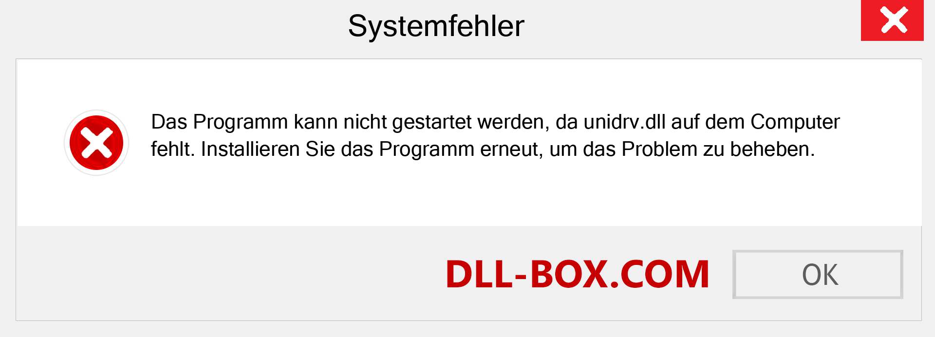 unidrv.dll-Datei fehlt?. Download für Windows 7, 8, 10 - Fix unidrv dll Missing Error unter Windows, Fotos, Bildern